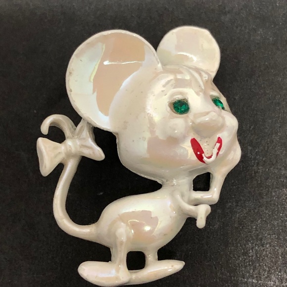 60's ENAMEL MOUSE & ENAMEL JACK‘O LANTERN BROOCHES - Picture 6 of 12